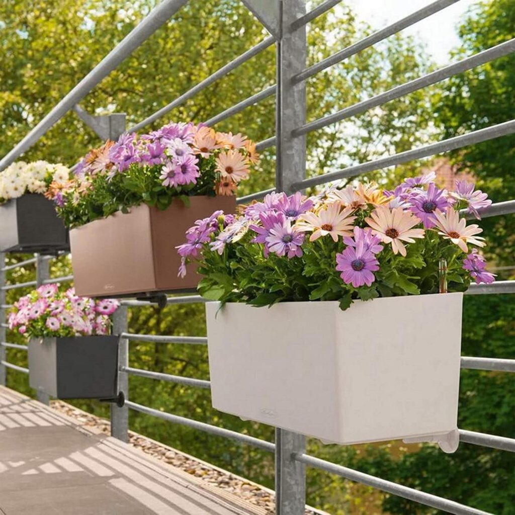Pot de fleurs pour plantes fleurs DURS H32,4 lisse pour intérieur carré haut noir 7,2 litres 17 x 17 x 32,4 cm design moderne en plastique de balcon gris anthracite 